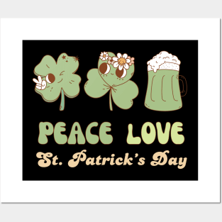 Peace Love St. Patricks Day Retro Posters and Art